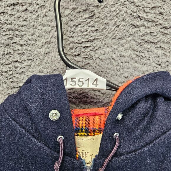 Sir Jac Jacket Men Size 38 Blue Hooded Full Zip Plaid Lined - Picture 14 of 14